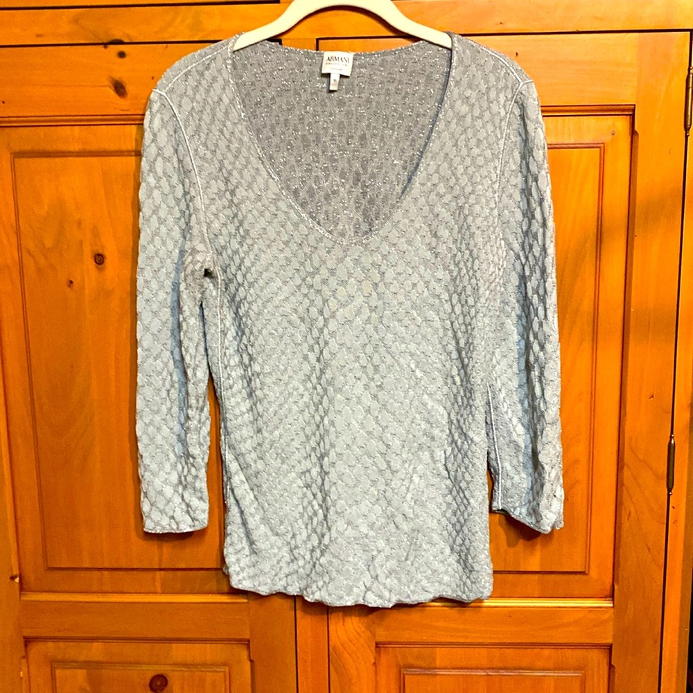 Armani Collezioni silver knit top. Size 10